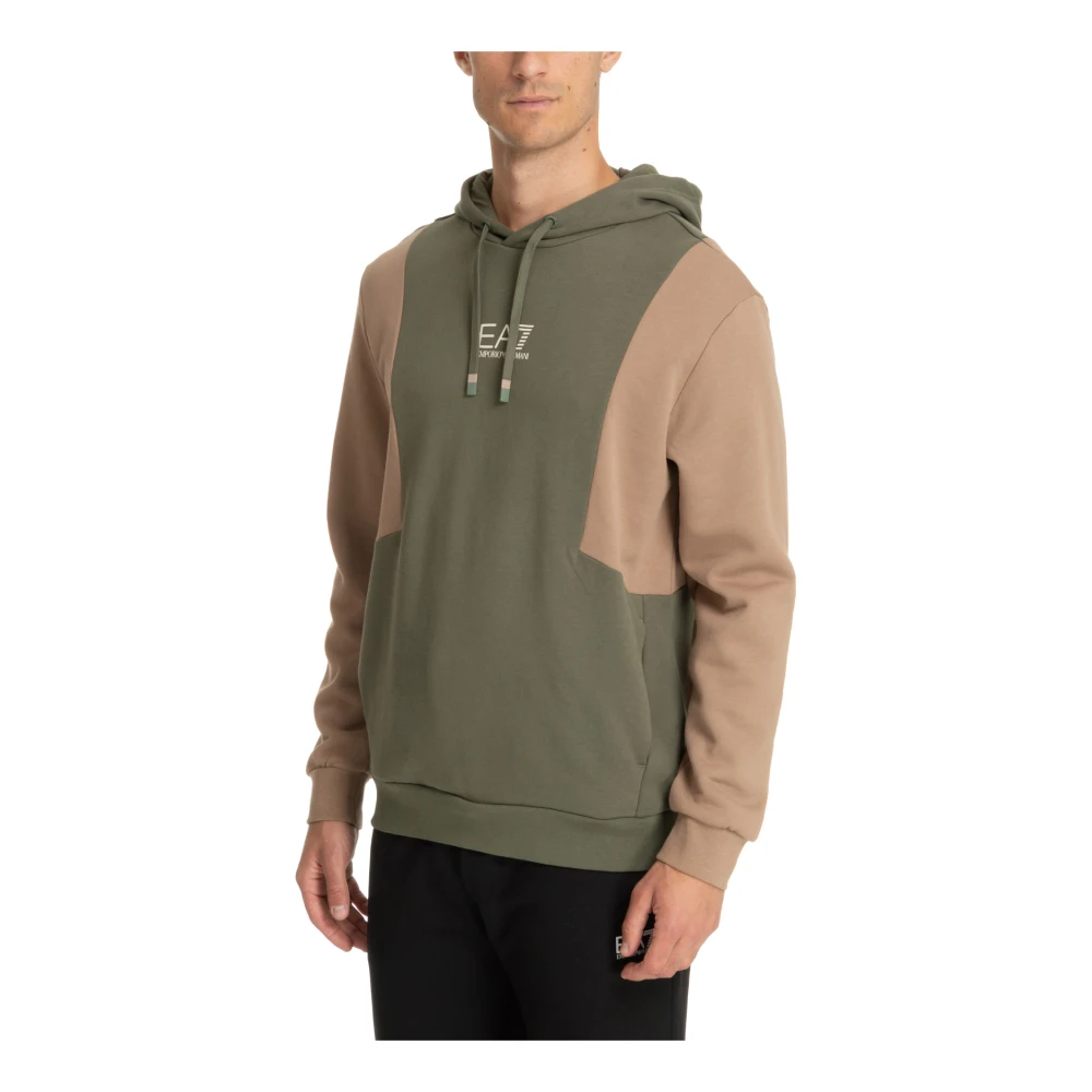 Emporio Armani EA7 Multicolor Logo Trekkoord Hoodie met Zakken Green Heren