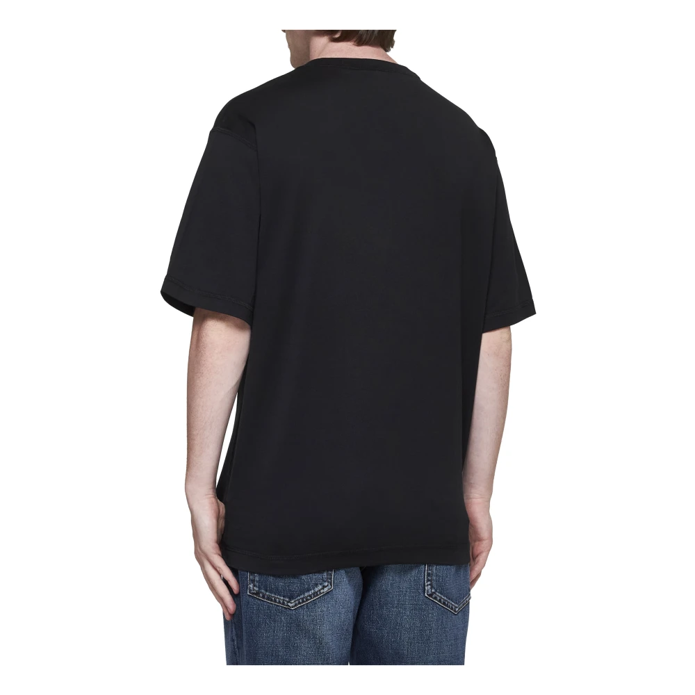 Dolce & Gabbana Zwarte Katoenen Crew Neck Logo T-shirt Black Heren