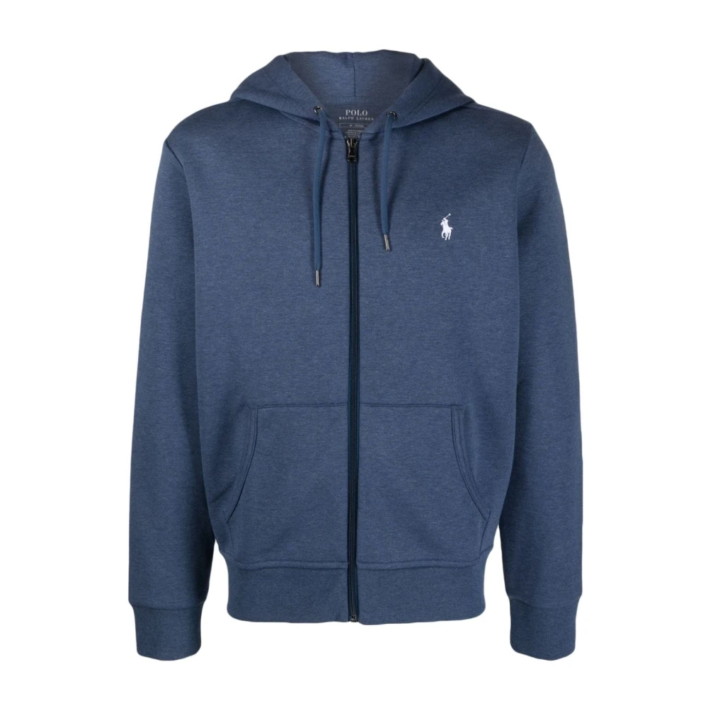 Polo Ralph Lauren Blauwe Heather Dubbelgebreide Hoodie Blue Heren