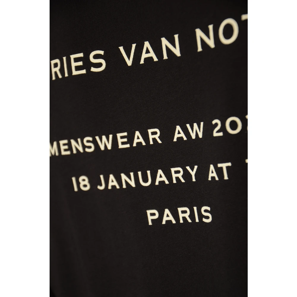 Dries Van Noten Zwarte T-shirts en Polos Heli Black Heren