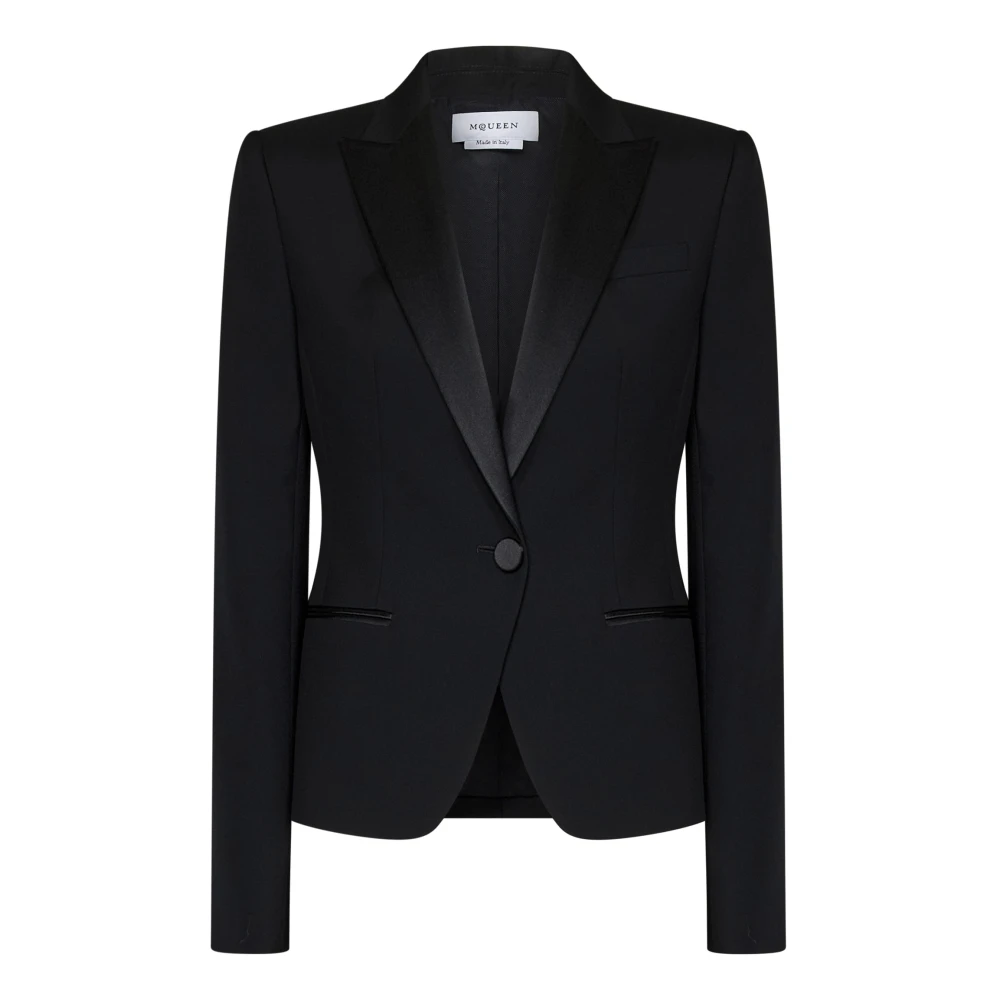 Alexander mcqueen Zwarte Wol Tuxedo Jas Elegante Stijl Black Dames