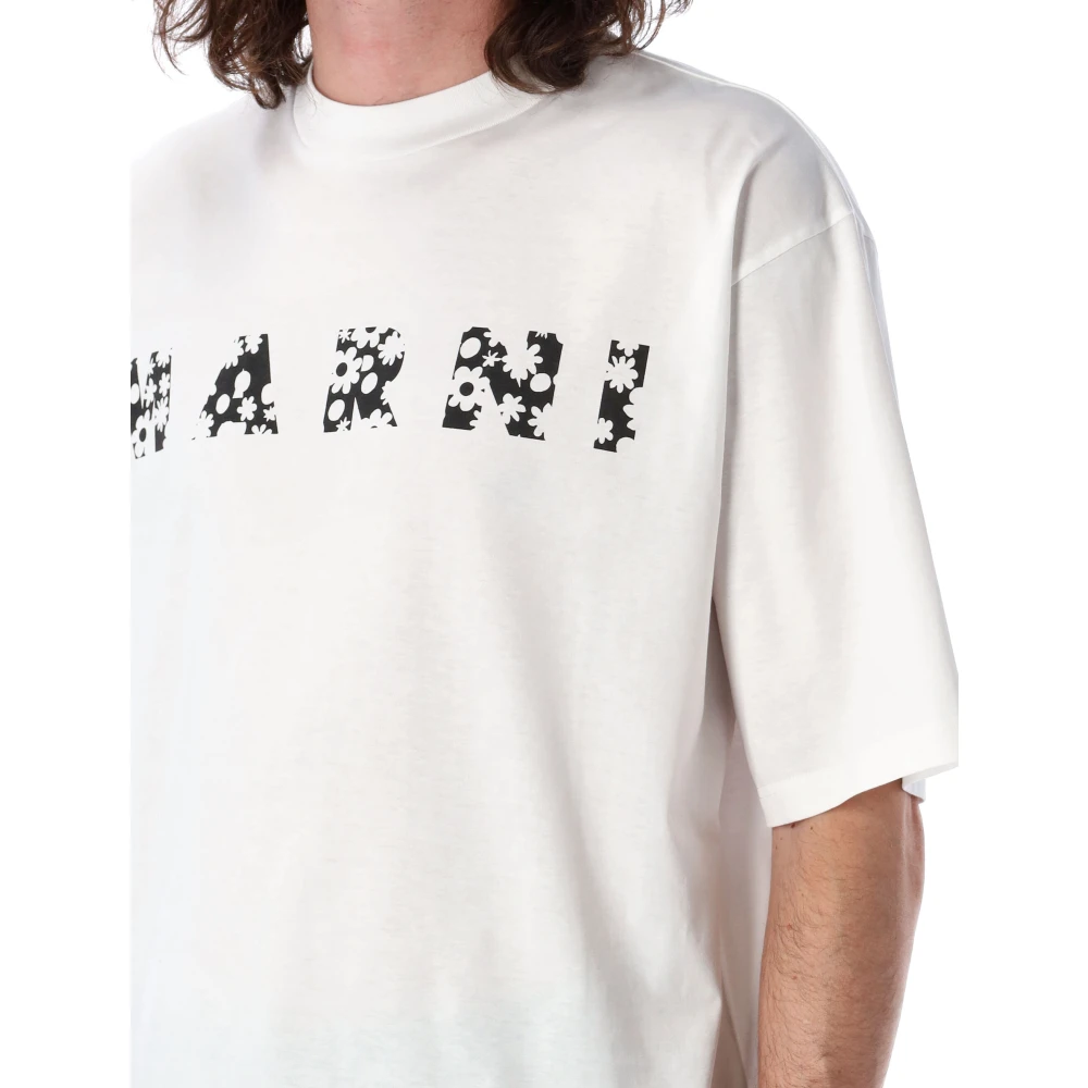 Marni Bloemen Logo T-shirt White Heren