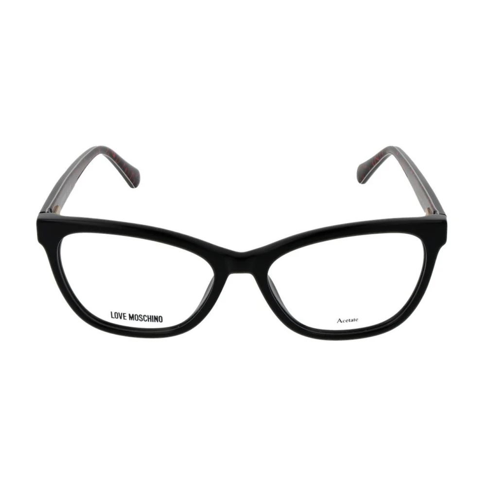 Love Moschino Zwarte Ronde Acetaat Optische Frames Black Dames