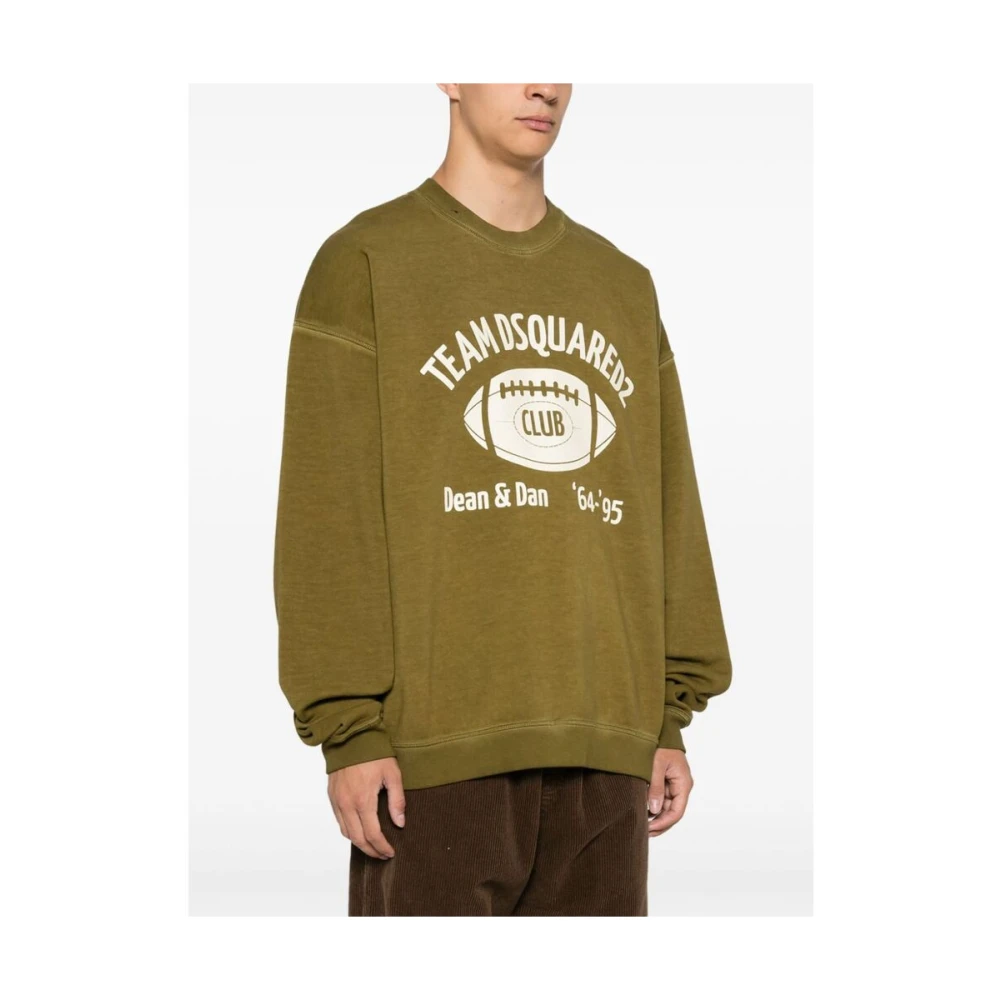 Dsquared2 Groene Sweatshirt met Grafische Print en Ronde Hals Green Heren