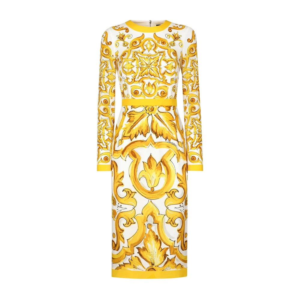 Dolce & Gabbana Elegante Zwarte Jurk met Uniek Ontwerp Yellow Dames