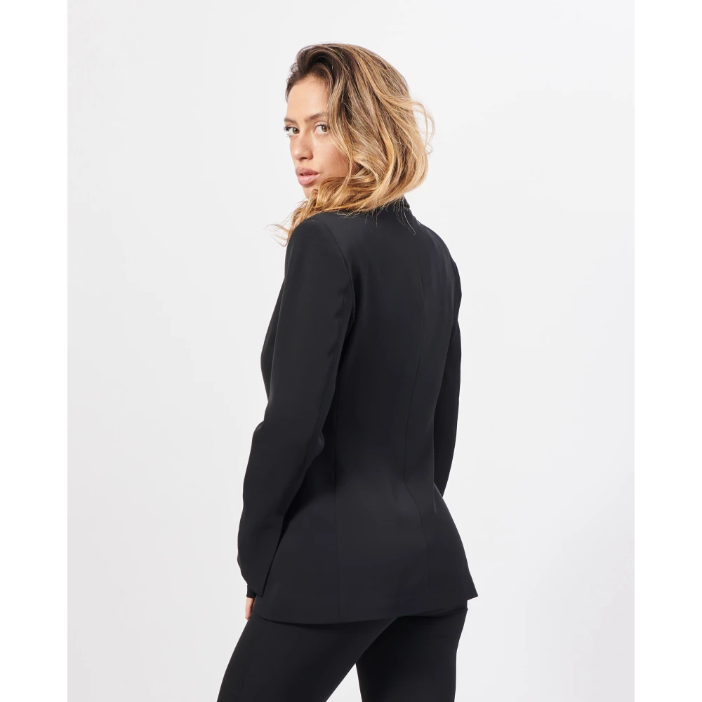 Jijil Elegante Zwarte Jas Single-Breasted Black Dames