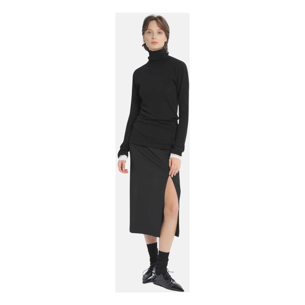 Barena Venezia Wollen rok met zijsplit Black Dames