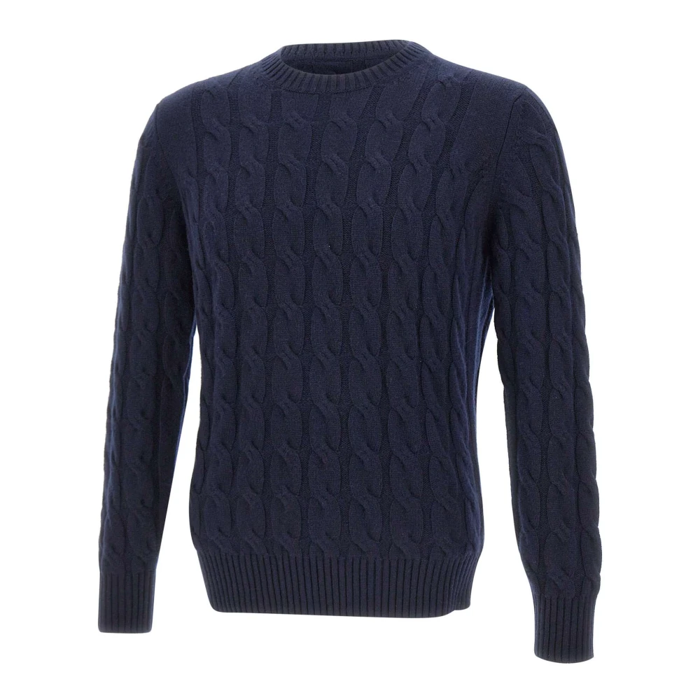 Kangra Men's Blue Cashmere Knitwear, 3XL, Maxi Cable Knit Jumper