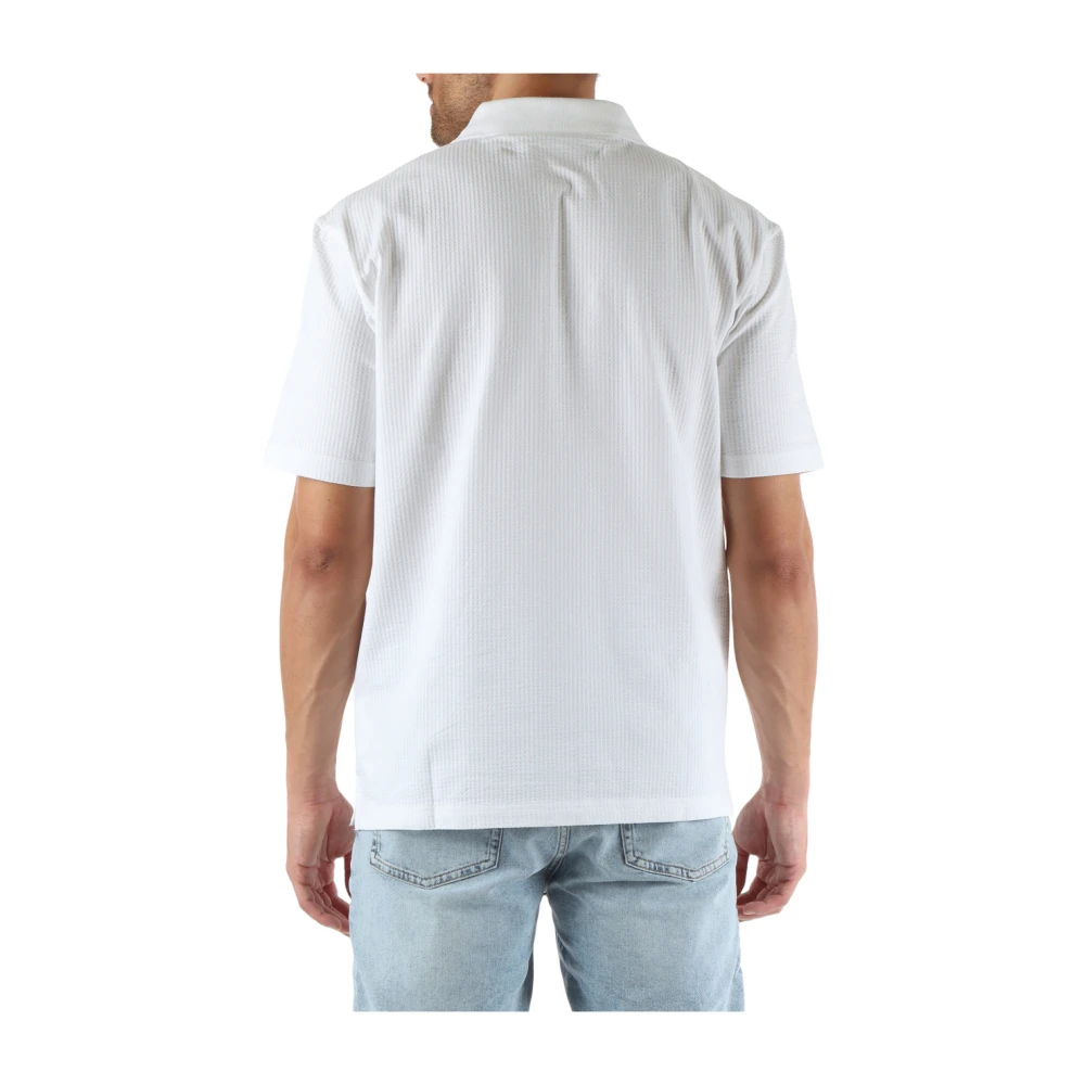 Calvin Klein Jeans Stretch Katoen Polo met Voor Logo Patch White Heren