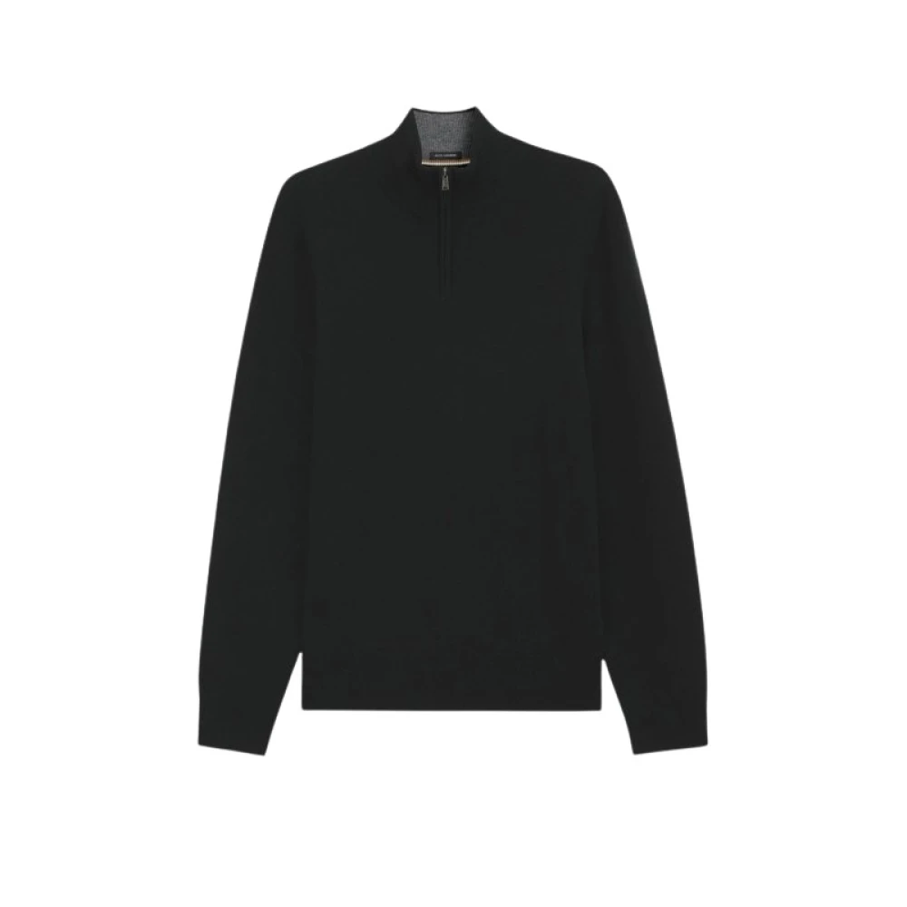 Boss Uomo Nero Maglione Con Colletto Con Zip In Lana Vergine Con Cashmere - Immagine 3