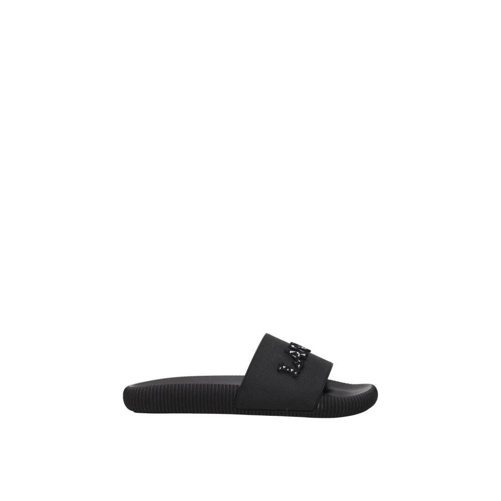 Lanvin Women's Black Stylish Cotton Slippers With Logo Design - Sliders - 6 Uk - Shoes