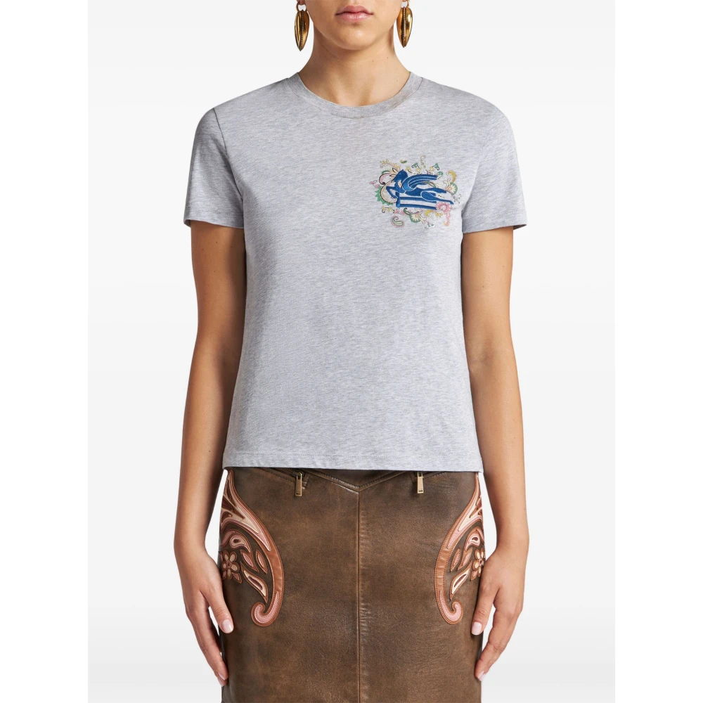 ETRO Stijlvolle Cut and Sew T-shirts Gray Dames