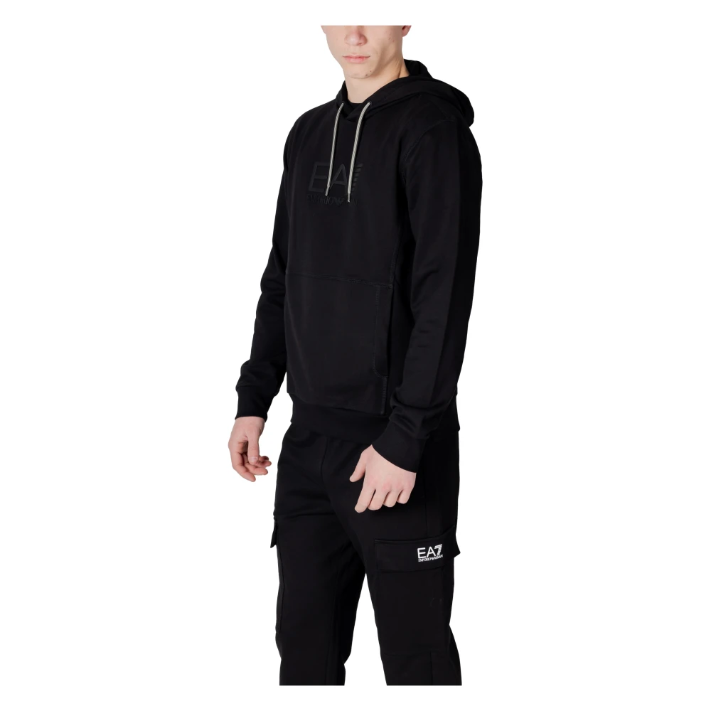 Emporio Armani EA7 Heren Katoenen Capshirt Sweatshirt Lente Zomer Black Heren