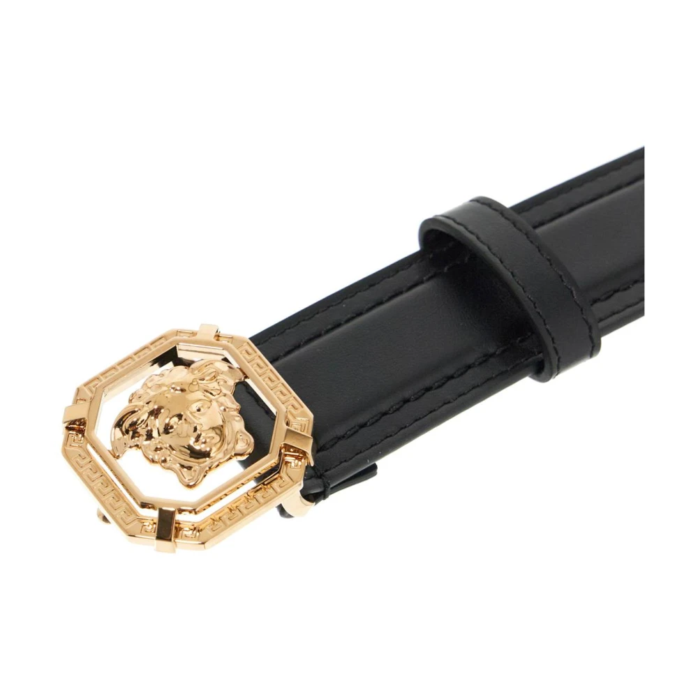 Versace Stijlvolle leren riem met Medusa-gesp Black Heren