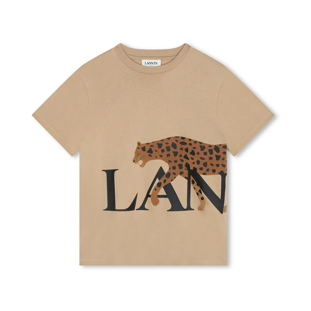 Lanvin Kortärmad T-shirt med jaguar print Brown, Pojke