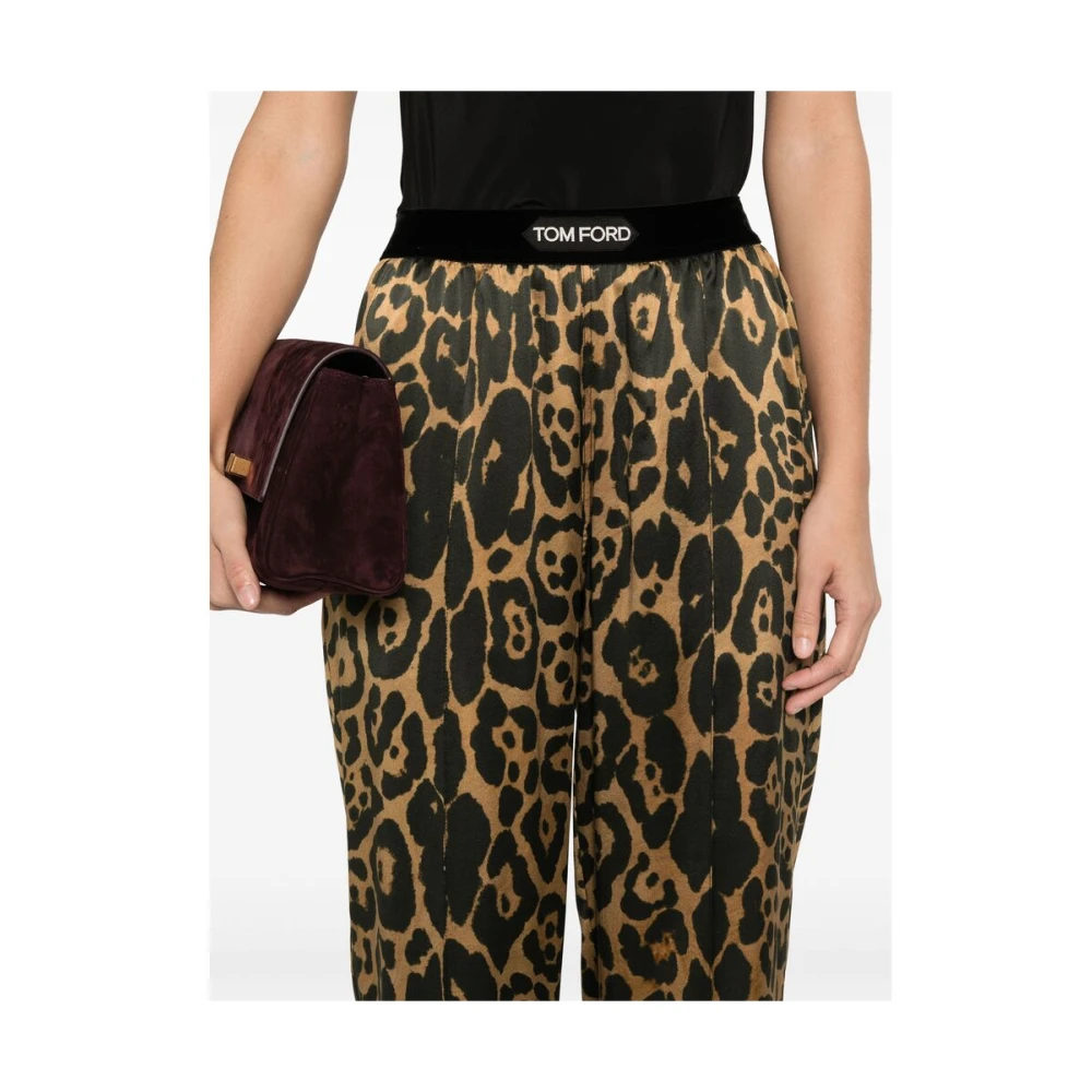 Tom Ford Animalier Bruine Elastische Taillebroek Multicolor Dames