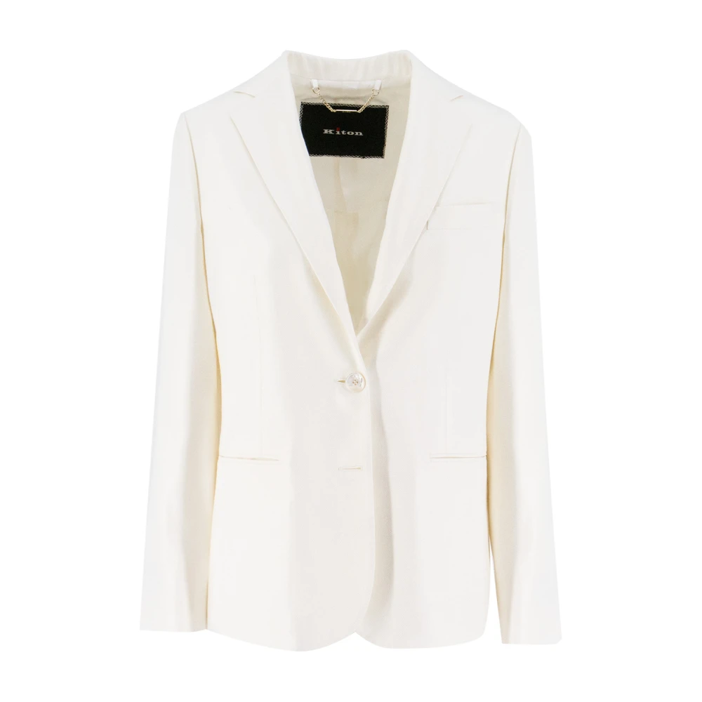 Kiton Elegant Single-Breasted Jacket White Dames