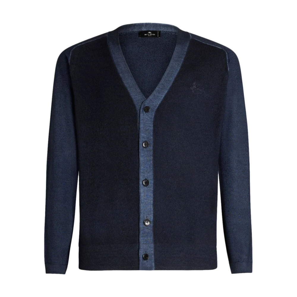 ETRO Blauwe Trim Cardigan Blue Heren