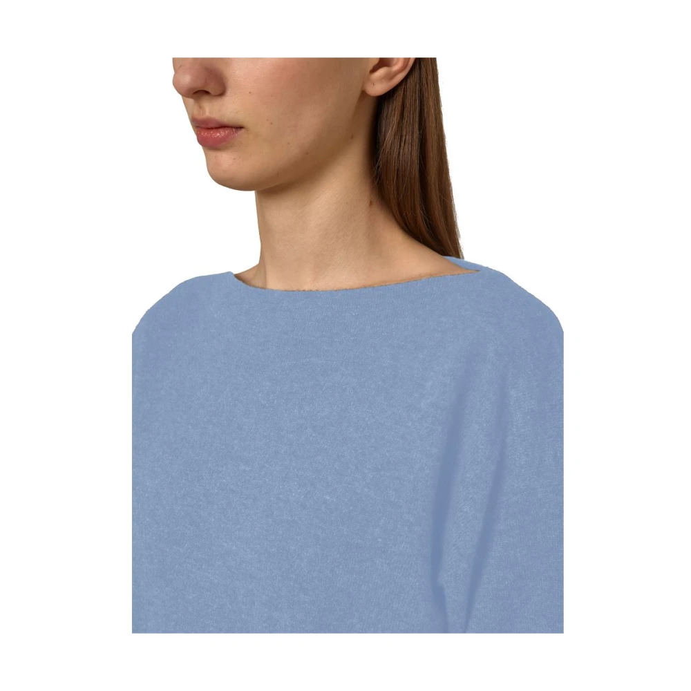 Alpha Studio Kasjmier Boothals Trui met Gerimpelde Zoom Blue Dames