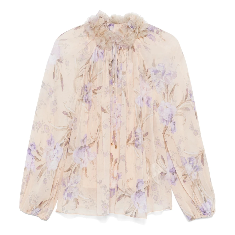 Zimmermann Witte Blouson Mouw Bloemenstrik Shirt Multicolor Dames