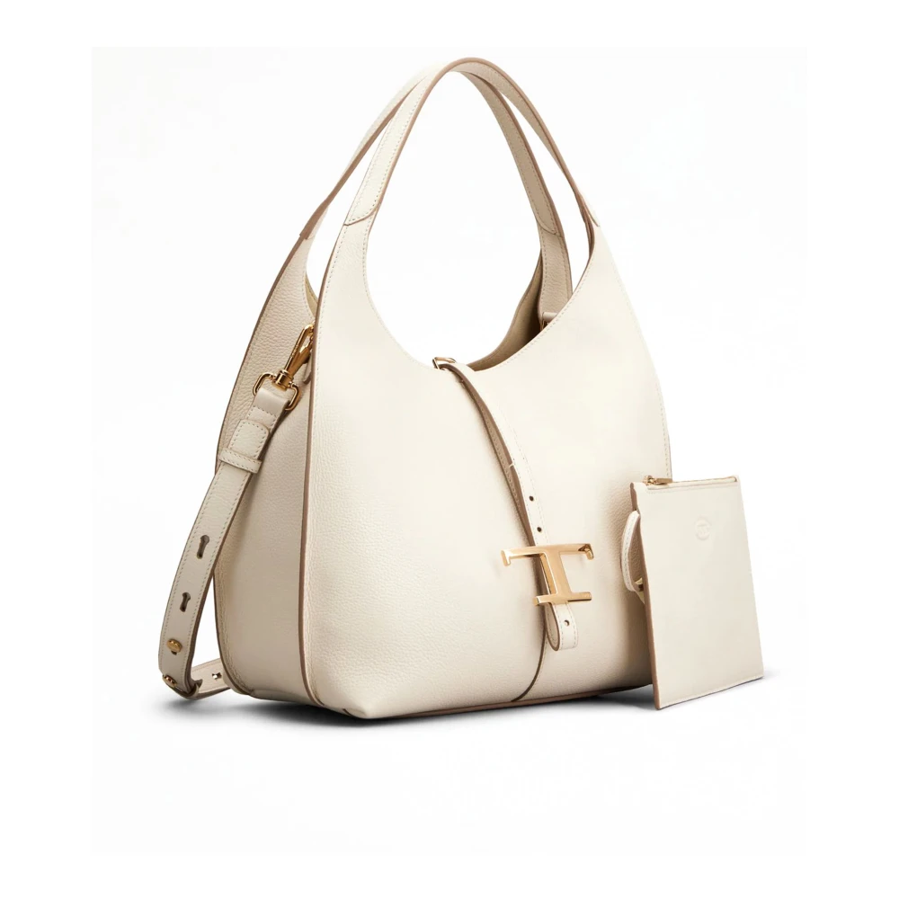 TOD'S Witte leren schoudertas met hanger White Dames
