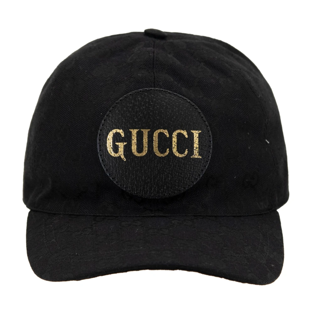 Gucci Baseballpet met logopatch en klittenband Black Unisex