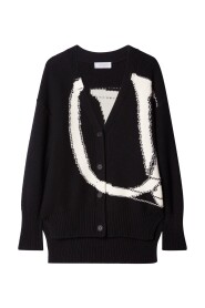 Schwarzer Wollpullover mit Off-White Logo