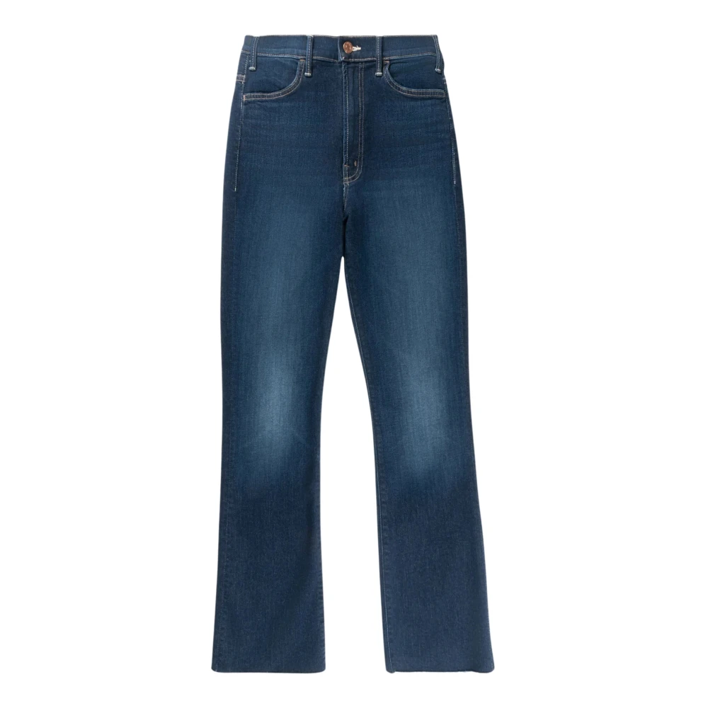Mother Luxe Enkel Flod Fray Denim Jeans Blue Dames