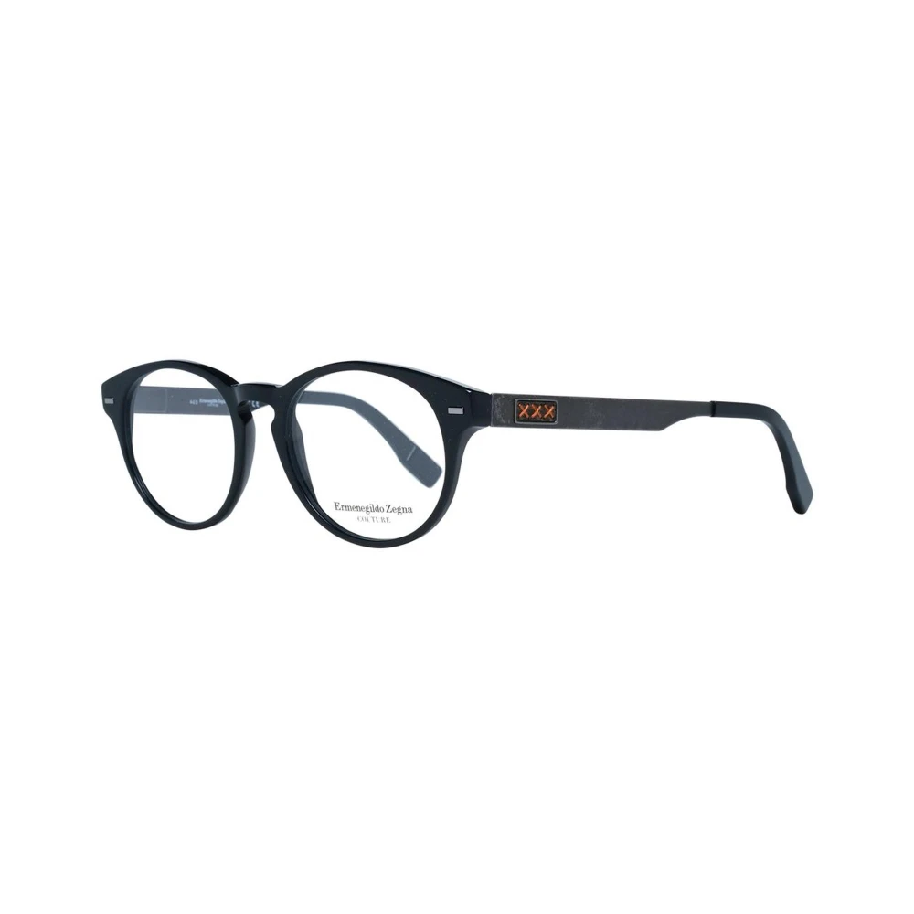 Ermenegildo Zegna Zwarte Ronde Optische Monturen Black Heren