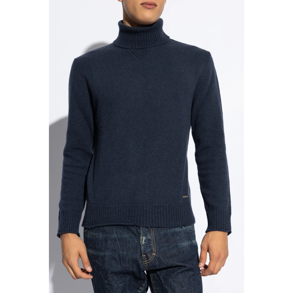 Dsquared2 Wollen Turtleneck Blue Heren
