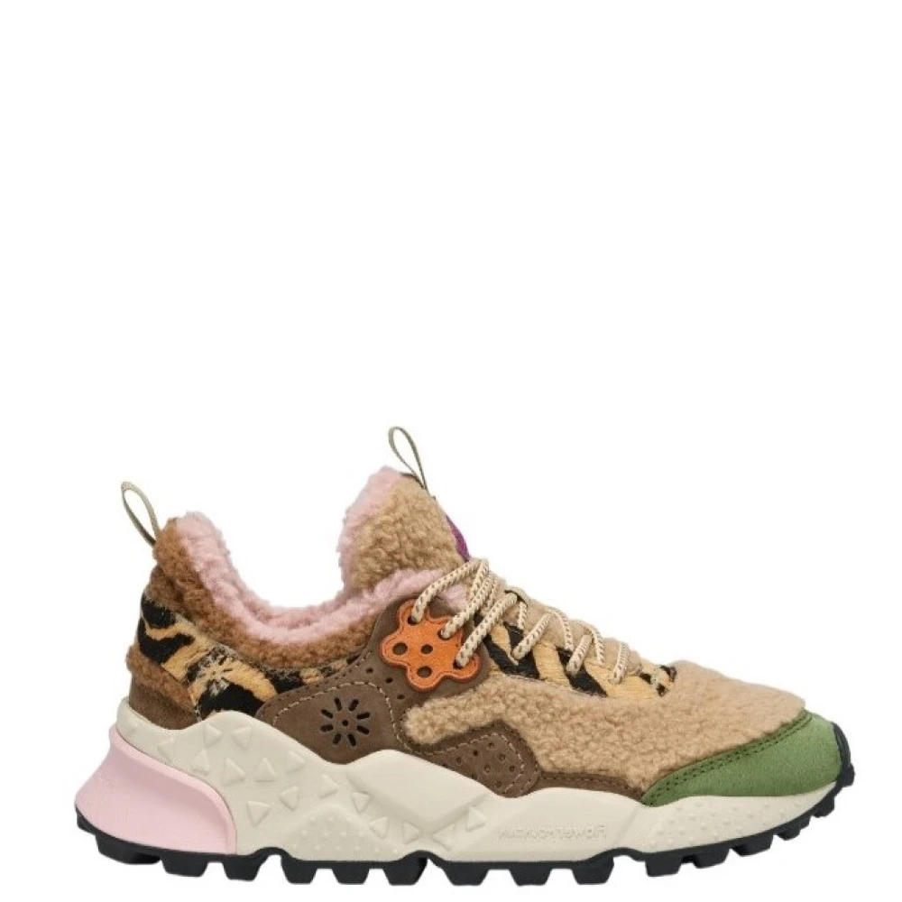 Flower Mountain Färgglada Shearling Sneakers med Kork Innersula Multicolor, Dam