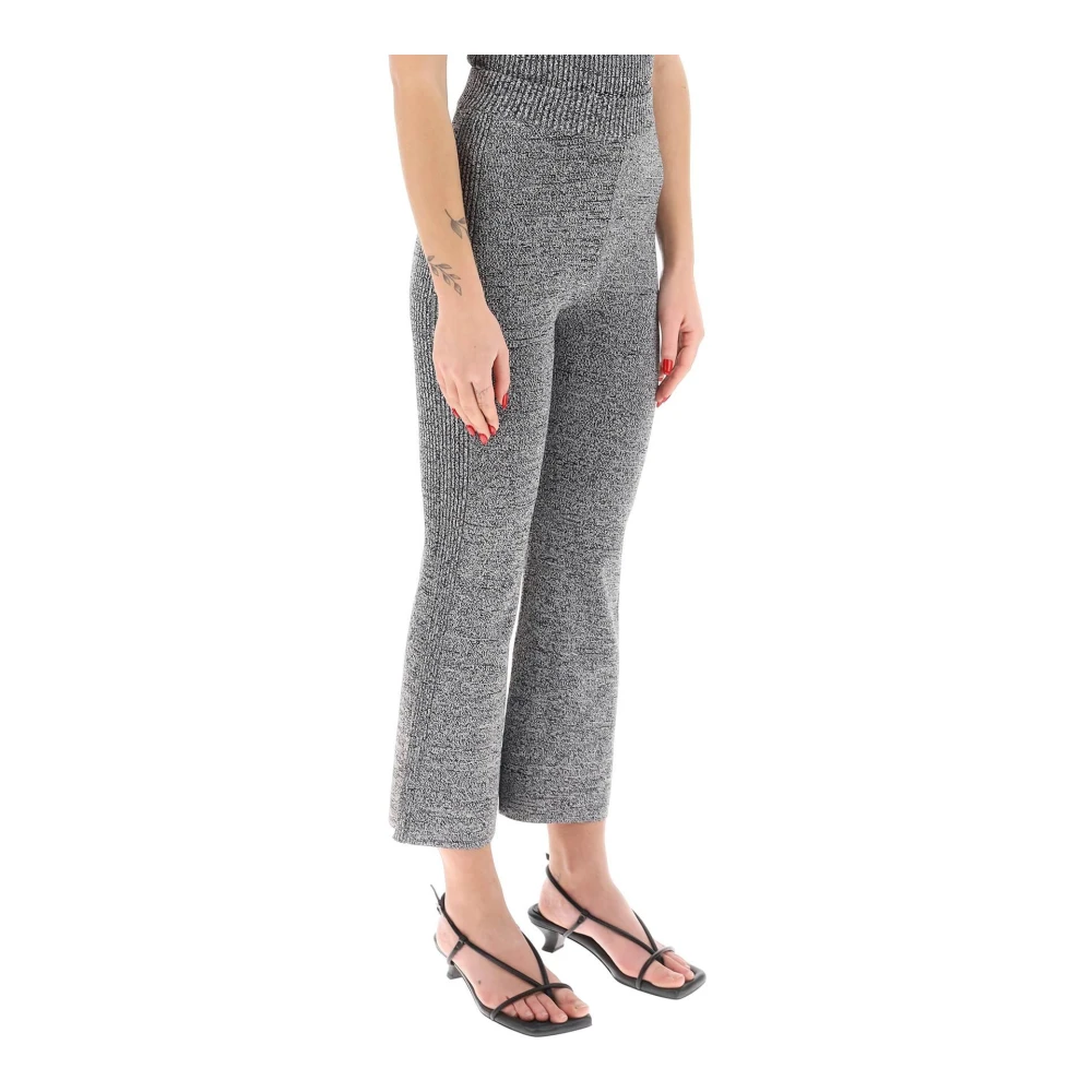 Ganni Gebreide broek met stretch en cropped lengte Gray Dames