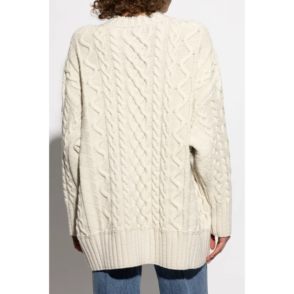 Bottega Veneta Wollen trui met decoratief breipatroon Beige Dames