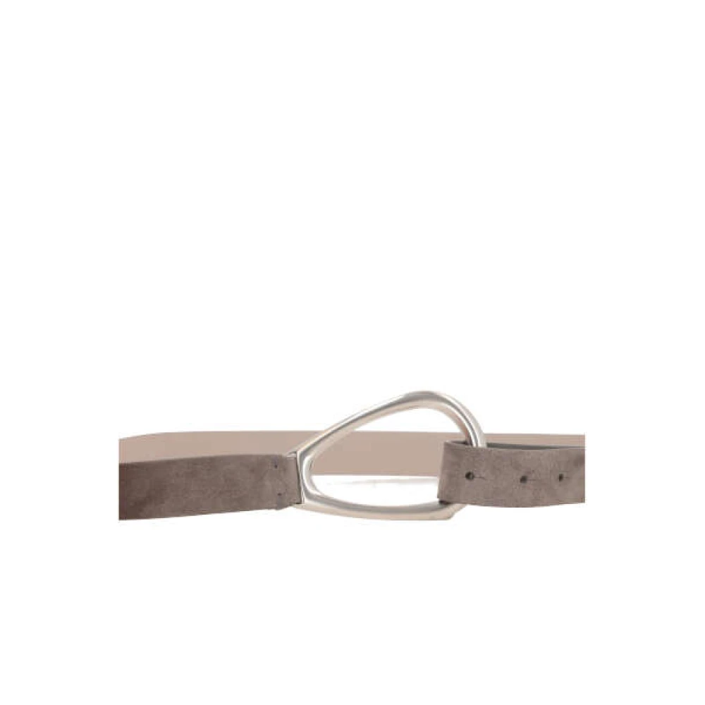 BRUNELLO CUCINELLI Grijs Suède Ovaal Gesp Riem Gray Dames