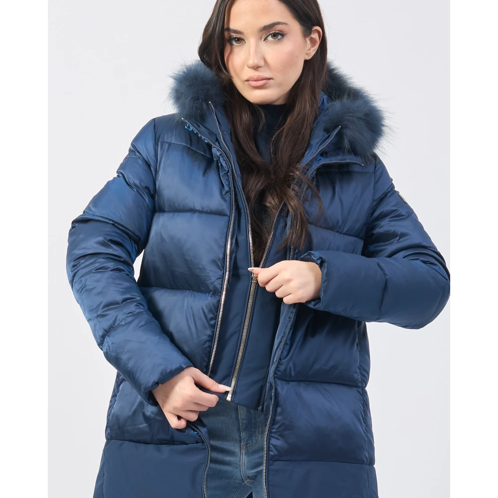 YES ZEE Blauwe gewatteerde jas met nepvest Blue Dames