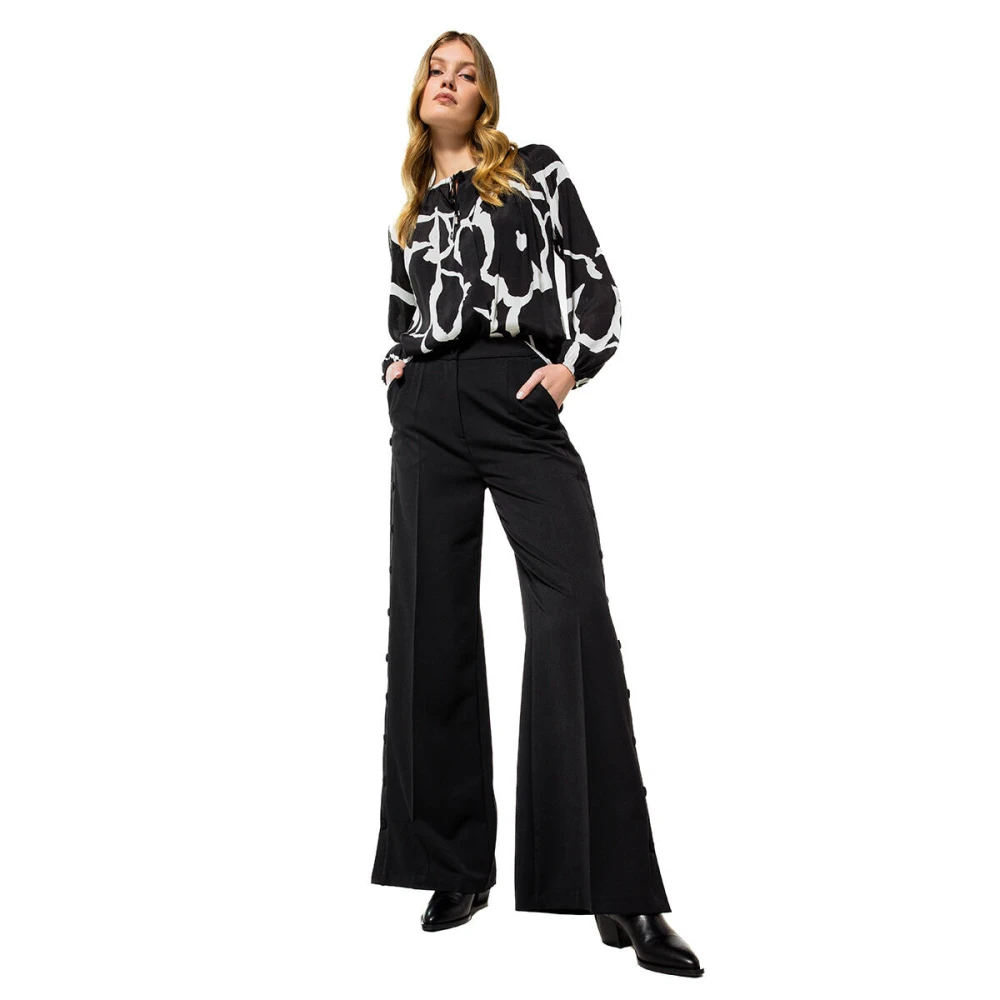 Caroline Biss Elegante Wijde Broek Black Dames