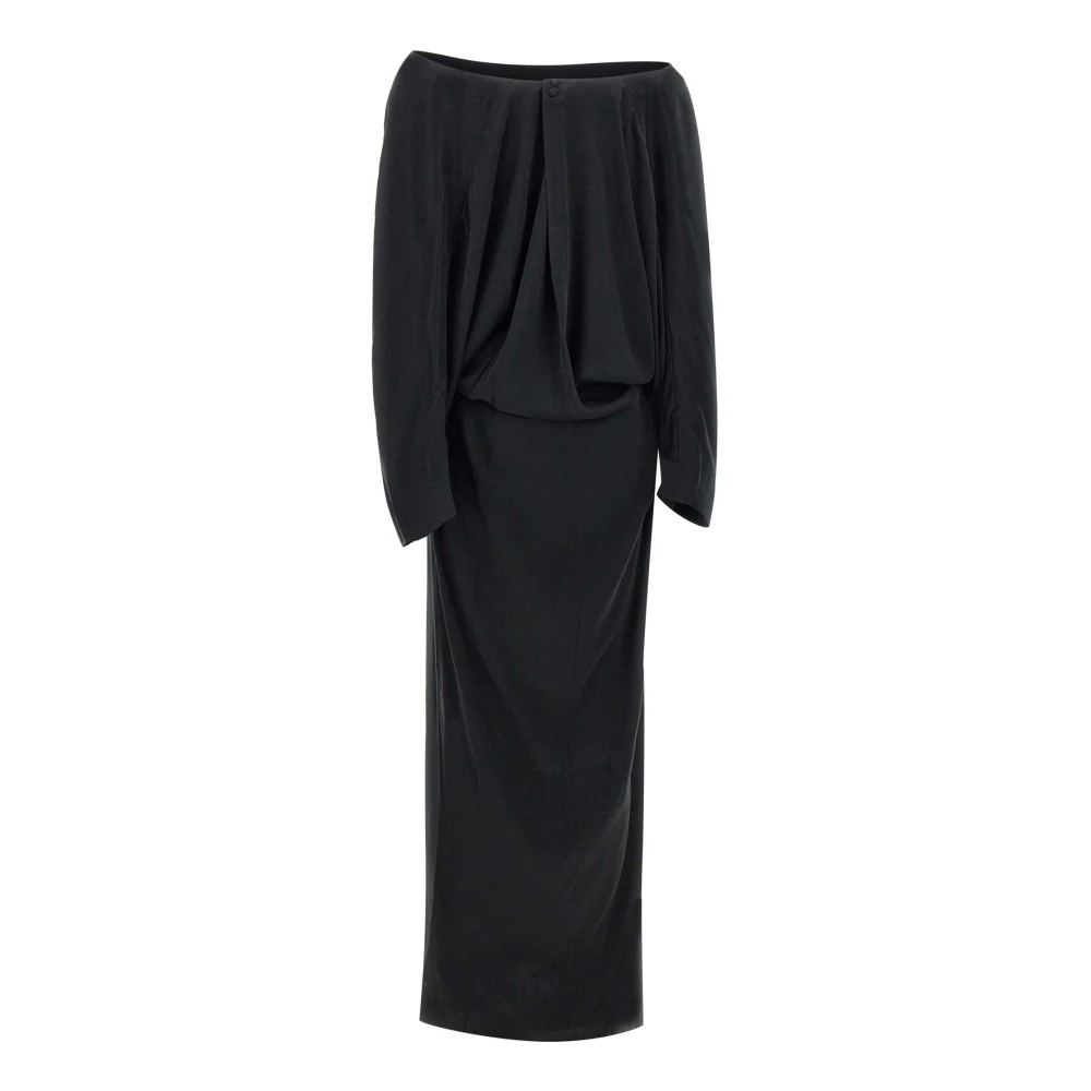 Remain Birger Christensen Zwarte Maxi Jurk met Vleermuismouwen Black Dames