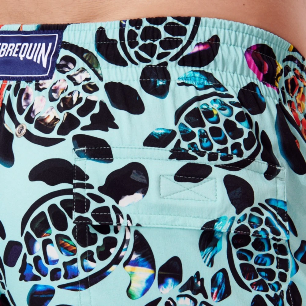 Vilebrequin Stretch Zwemshort Screen Turtles Blauw Multicolor Heren