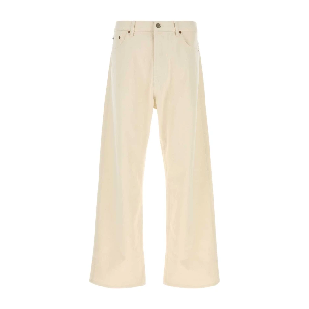Valentino Garavani Men's Beige Wide Jeans, W30, Denim Trousers
