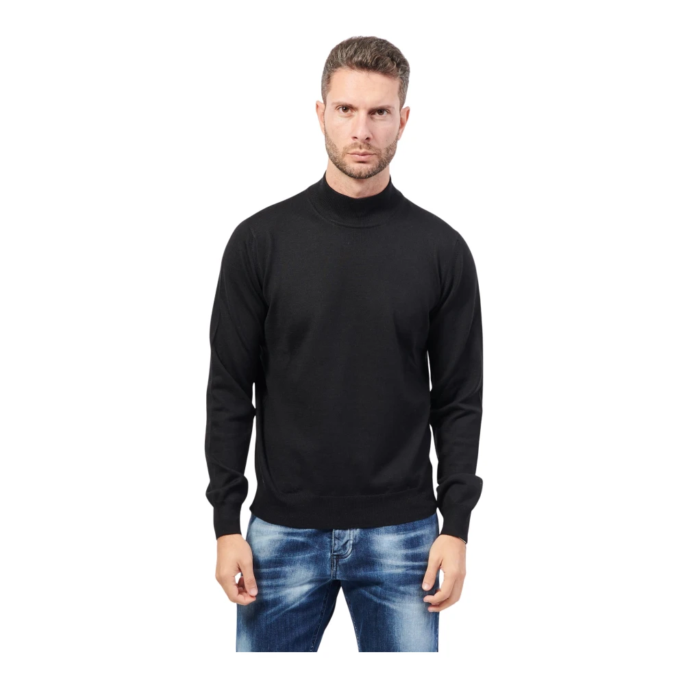Gran Sasso Zwarte Merinowol Coltrui Trui Black Heren