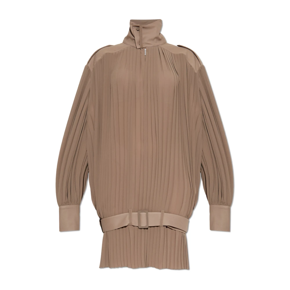 Mm6 Maison Margiela Women's Brown Short Dresses, Xs, Pleated Dress