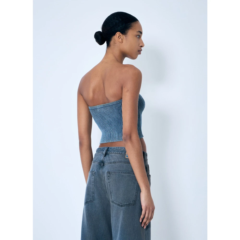 Diesel Rib Bustier met Logo Motif Blue Dames