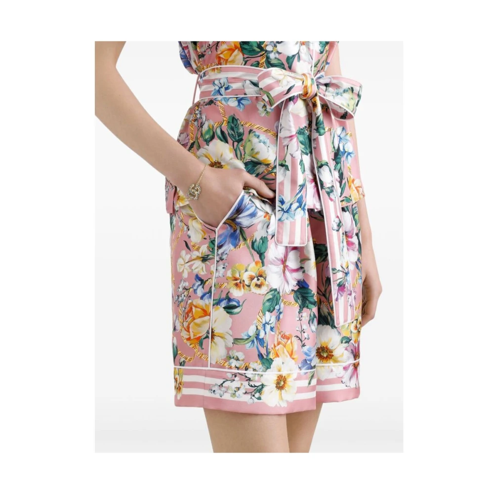 Dolce & Gabbana Roze shorts met elastische tailleband en biesdetail Pink Dames