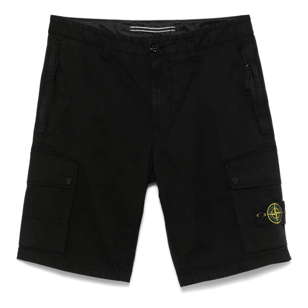 Stone Island Zwarte Korte Shorts Black Heren