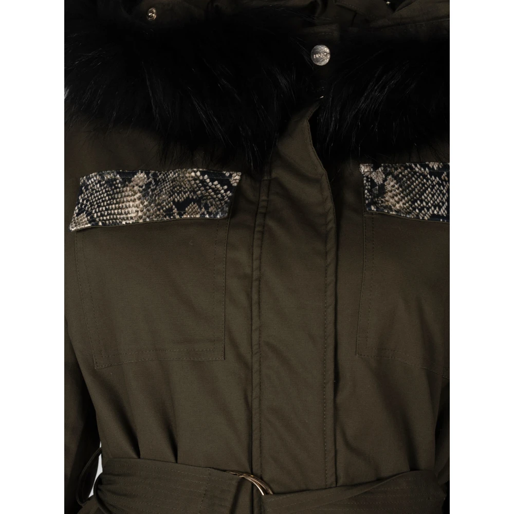 Liu Jo Elegante Bont Gevoerde Jas Green Dames