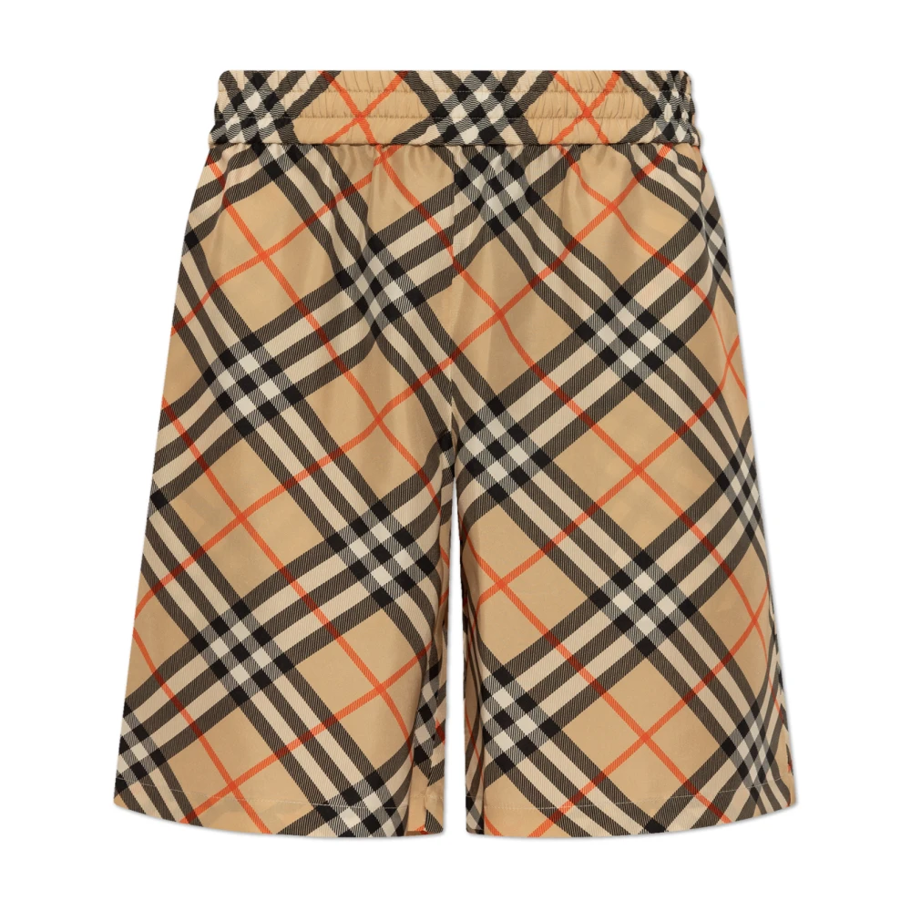 Burberry Herr Beige Shorts S, Vintage Check Silkesshorts