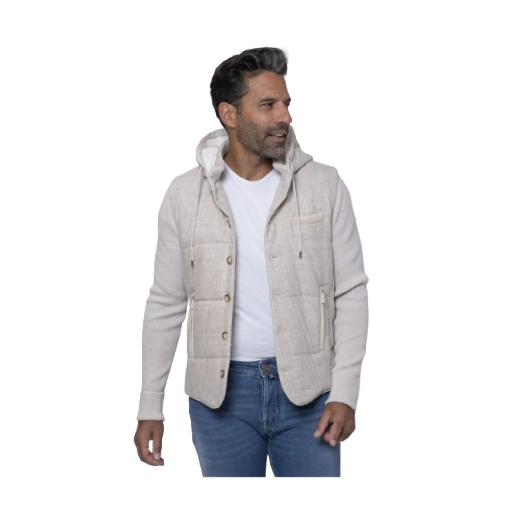Gran Sasso Hooded Wool Blouson Jacket Beige Heren