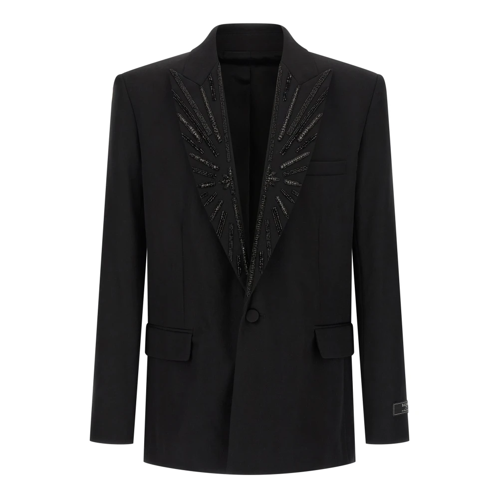 Balmain Black Grain De Poudre 1-Button Jacket - Male - Blazers - 2XL - Jackets