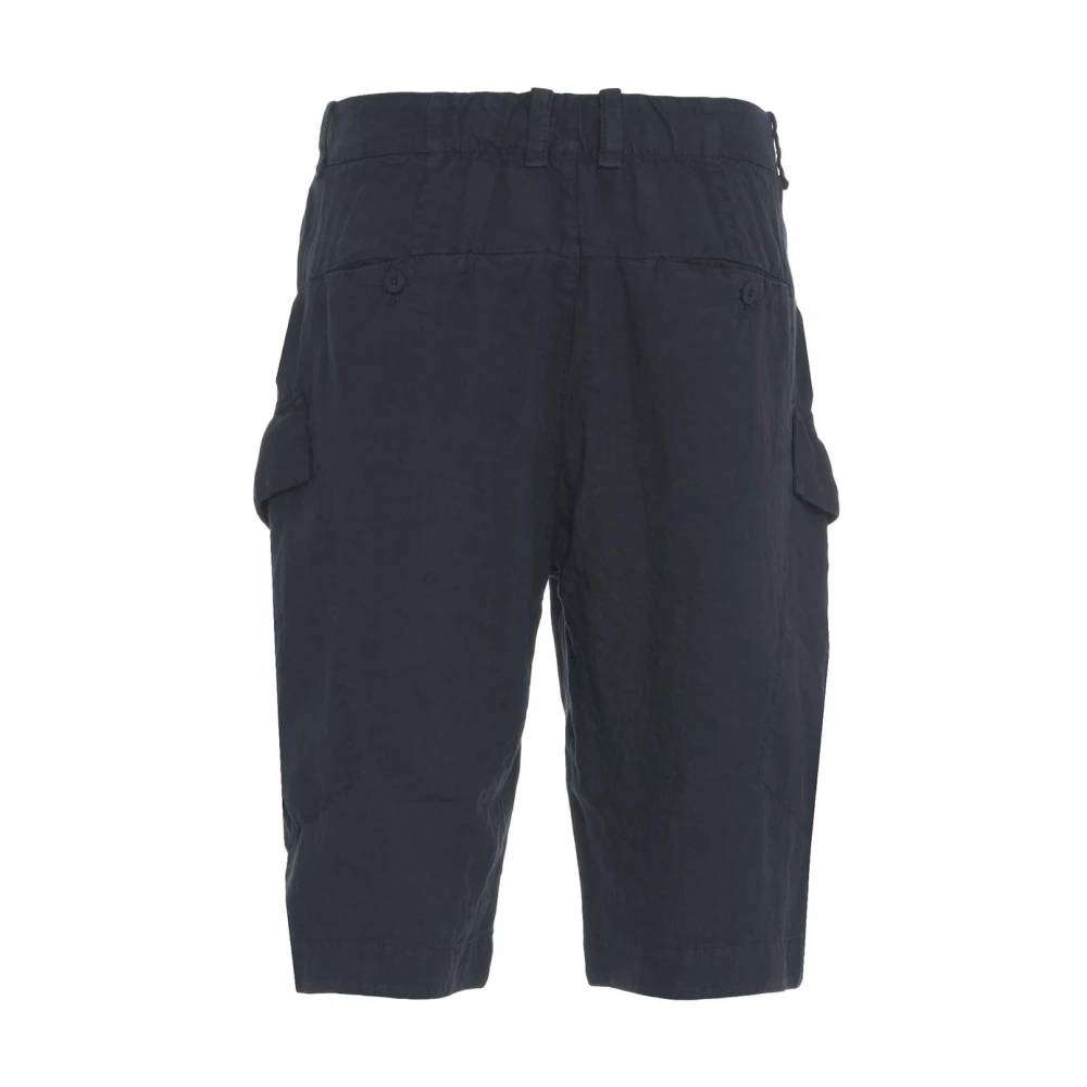 Transit Blauwe Linnen Cargoshorts Stijlvol Model Blue Heren