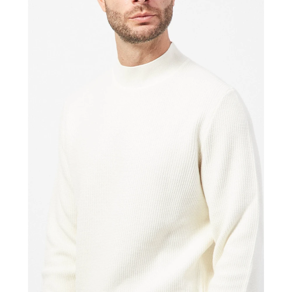 Hugo Boss Witte Wol Half-Zip Trui White Heren